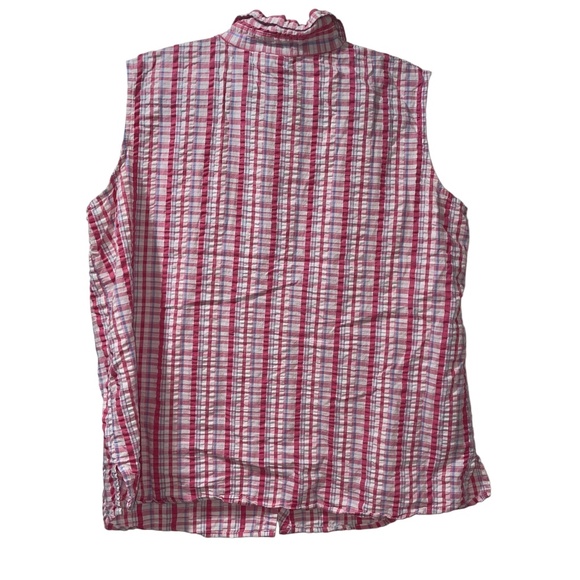 Looney Tunes Tweety Bird Pink Plaid Embroidered Sleeveless Button Up Top 18W 20W - Picture 3 of 5